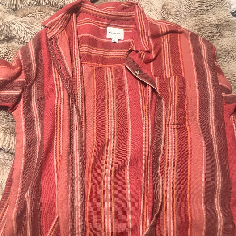 American eagle striped flannel coverup